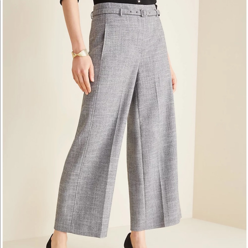Ann Taylor Belted Marina Wide Leg Trousers